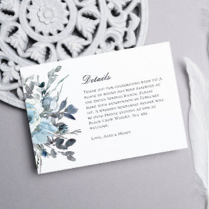 Eleganta Blå Vattenfärg Blommiga Bröllopsdetaljer OSA Kort