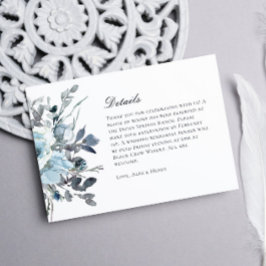 Eleganta Blå Vattenfärg Blommiga Bröllopsdetaljer OSA Kort