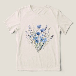 Eleganta blå vildblommor t shirt