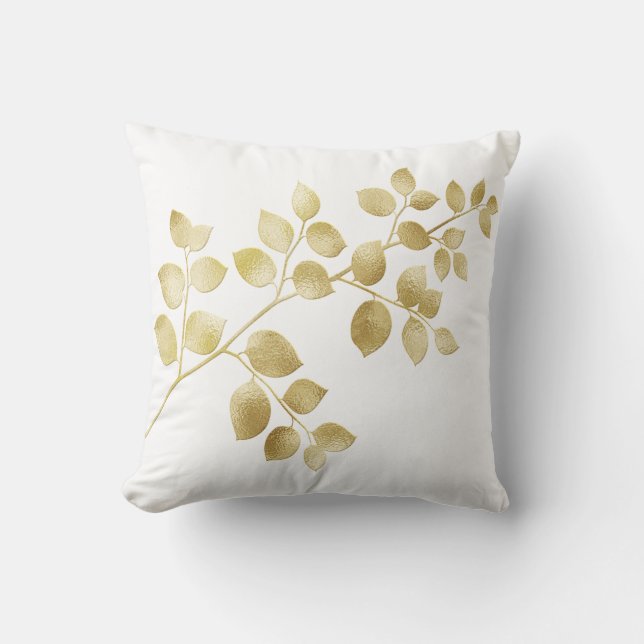 Eleganta blad av guldfolie kudde (Framsida)
