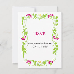 Eleganta blad blomstermönster och virvlar RSVP / S Inbjudningar