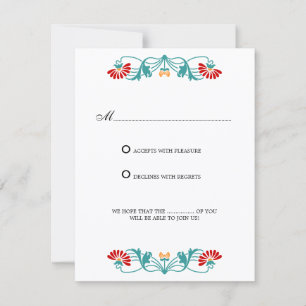 Eleganta blad blomstermönster och virvlar RSVP / S Inbjudningar