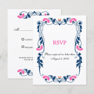 Eleganta blad blomstermönster och virvlar RSVP / S Inbjudningar