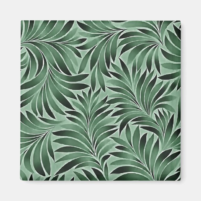 Eleganta blad i jade och marin gröna nyanser magnet (Framsidan)