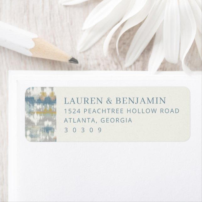 Eleganta blågrå vågor returadress etikett (Insitu)