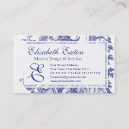 Eleganta blått franska barocka Toile Visitkort