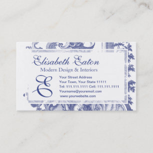 Eleganta blått franska barocka Toile Visitkort