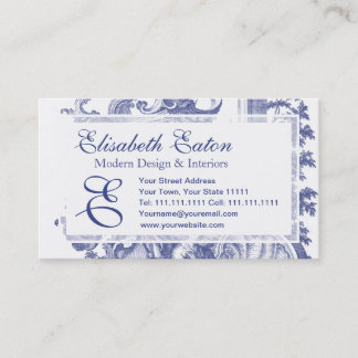 Eleganta blått franska barocka Toile Visitkort