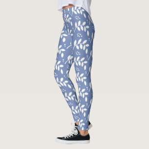 Eleganta blått och vitbär och grenar leggings