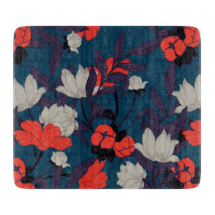 Eleganta blått & röd blommönster