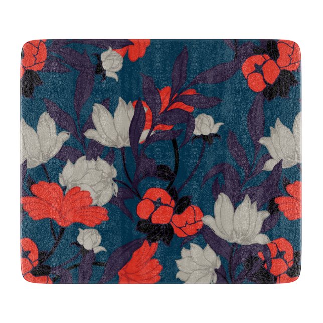 Eleganta blått & röd blommönster (Framsidan)