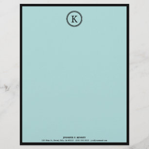 Eleganta blått & svartMonogrambrevhuvud Brevhuvud