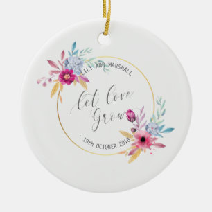 Eleganta blom- Herr & Fru som gifta sig den Julgransprydnad Keramik
