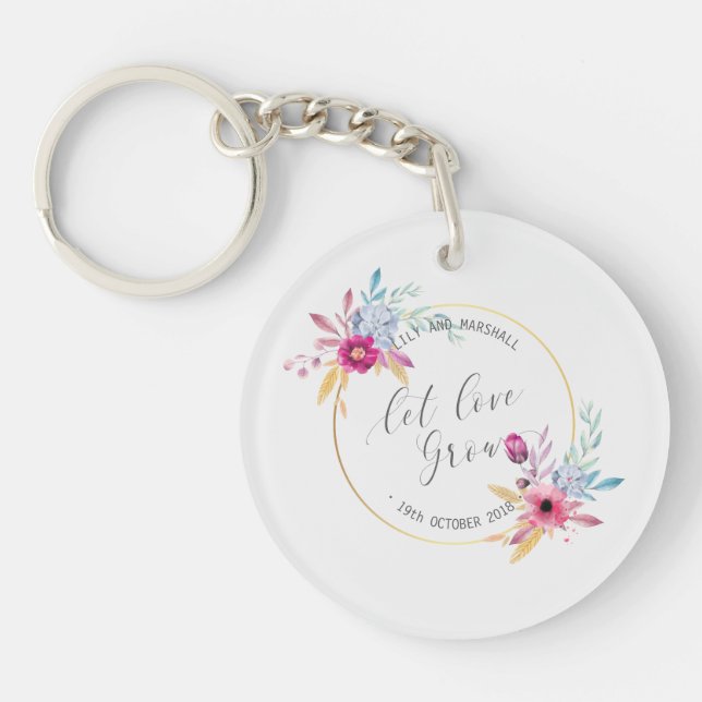 Eleganta blom- Herr & Fru som gifta sig | Keychain (Framsidan)