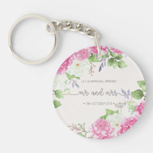 Eleganta blom- Herr & Fru som gifta sig Keychain