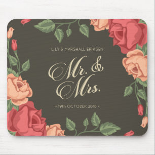 Eleganta blom- Herr & Fru som gifta sig Mousepad Musmatta