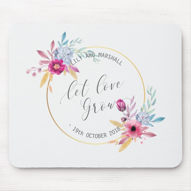 Eleganta blom- Herr & Fru som gifta sig | Mousepad Musmatta (Framsidan)