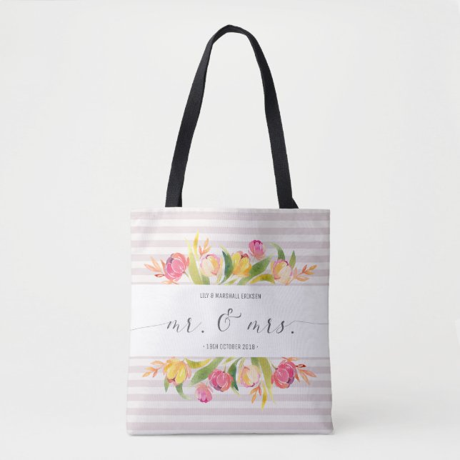 Eleganta blom- Herr & Fru som gifta sig | toto, Tygkasse (Framsida)