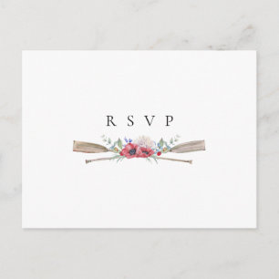 Eleganta Blommiga Åror Bröllop RSVP Sångförfrågan Inbjudan Vykort