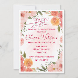 Eleganta blommiga baby shower-inbjudningar inbjudningar
