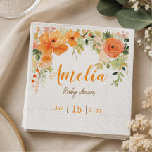 Eleganta blommiga babyshower-pappersservetter