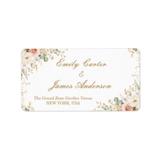 Eleganta Blommiga Bröllopsadressetiketter Adressetikett