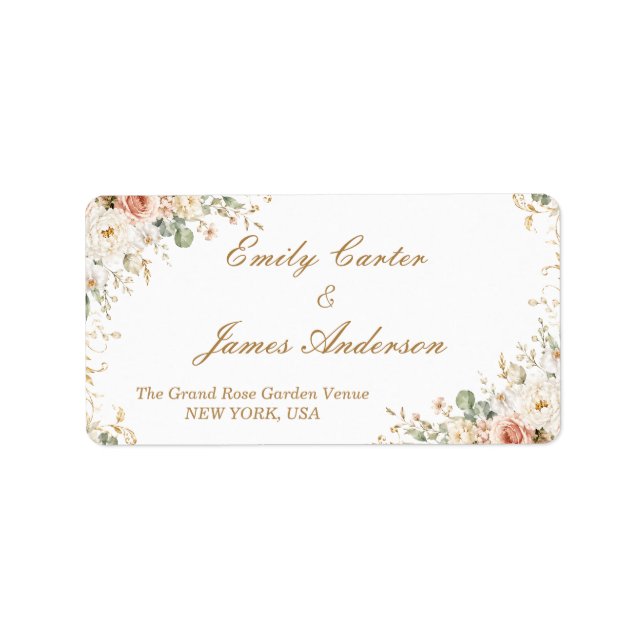 Eleganta Blommiga Bröllopsadressetiketter Adressetikett (Framsidan)
