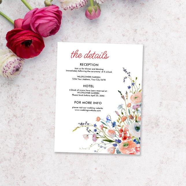 Eleganta Blommiga Bröllopsdetaljer Tilläggskort (Skapare uppladdad)