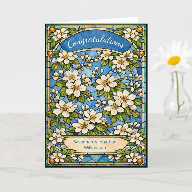 Eleganta Blommiga Bröllopskonfirmationer Kort (Liten växt)