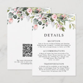 Eleganta Blommiga Eukalyptusblad QR-kod Bröllop Tilläggskort
