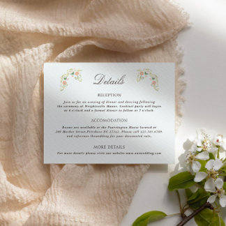 Eleganta Blommiga Rococo Bröllopsdetaljer i Vatten Tilläggskort