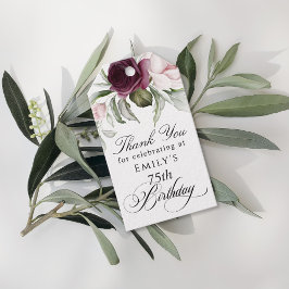 Eleganta blommiga tacksamtgåvor för 75-årsdag presentetikett