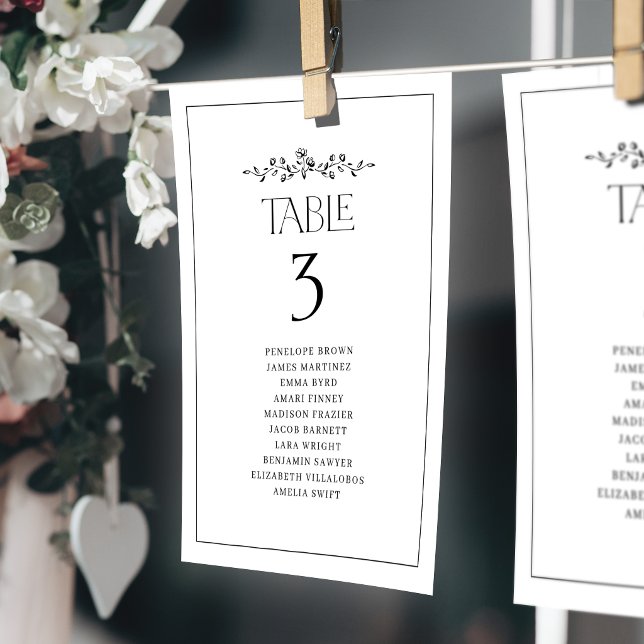 Eleganta blommonogram bord sittplatskort (Elegant Floral Monogram Table Seating Charts)