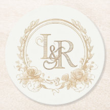 Eleganta blommonogram “L & R” Pappersunderlägg 