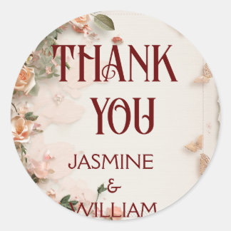 Eleganta blommor Bröllopsinbjudan Klistermärke Anp