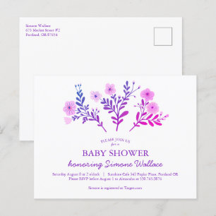 Eleganta blommor Chic CUSTOM BABYFÖDSELFEST Inbjudan Vykort