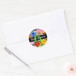 Eleganta Blommor: Chic Stylsikt Monogram Skriptnam Runt Klistermärke