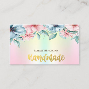 Eleganta blommor Holografiskt Handgjort Visitkort