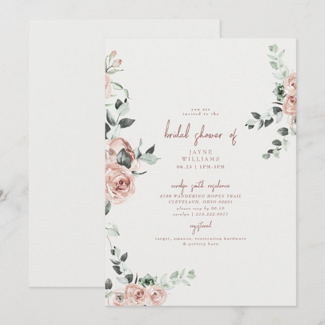 Eleganta blommor i vårbröllopsdusch-inbjudan inbjudningar (Fram/baksida)