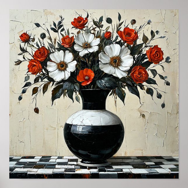 🌸 Eleganta blommor i vas Stilleben Botanik Poster (Framsidan)