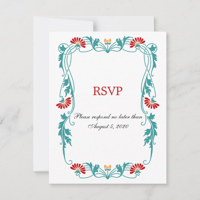 Eleganta Blommor och Virvlar RSVP / Svarskort Inbjudningar (Framsida)
