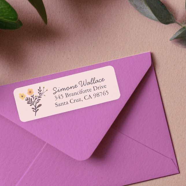 Eleganta blommor Skräddarsydd returadress Etikett (Dainty Hand-drawn Florals Elegant Chic Custom Return Address Label
)