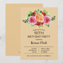 Eleganta blomsterakvarell födelsedagsinbjudningar