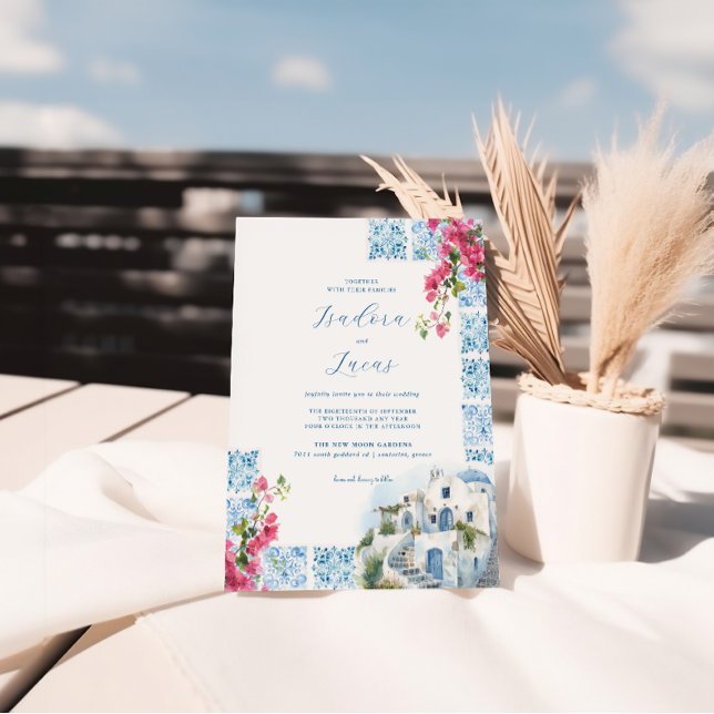 Eleganta blomsterakvarellplattor | Grekland Bröllo Inbjudningar (Skapare uppladdad)