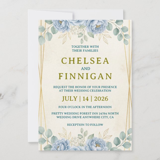 eleganta blomsterbröllopsinbjudningar vintage tren inbjudningar (Framsida)