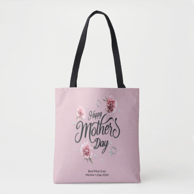 Eleganta blomsterdiamanter Anpassad mors dag Tygkasse (Framsida)