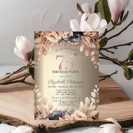 Eleganta blomsterformade strängljus 75-årsdag inbjudningar