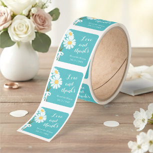 Eleganta Blomstergudinnor Tacksamhet Teal Bröllop Fyrkantigt Klistermärke