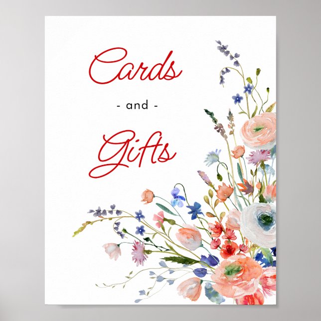 Eleganta blomsterkort och presentaffisch poster (Framsidan)