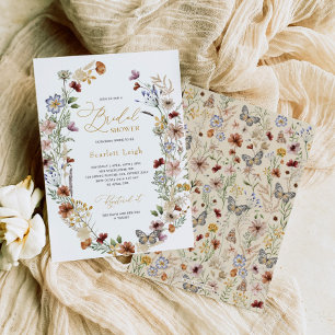 Eleganta bohemiska trädgårdsblommor bröllopskalas inbjudningar